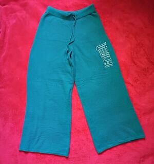Wicked Sweater Rib Wide Leg Lounge Pants Womens XS Emerald Green Oz Comfy Cozy